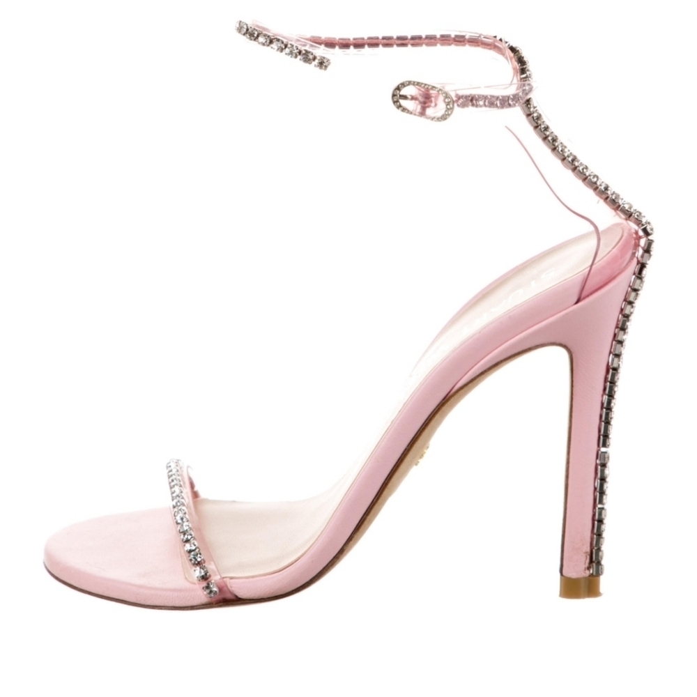 New Stuart Weitzman Nudistglam 110MM Embellished Strap Light Pink Sandals Size 9 - Picture 3 of 10